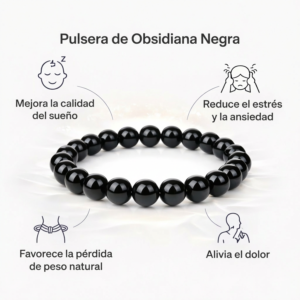 Pulsera de piedra de obsidiana natural Mavendi / Pérdida de peso y energía