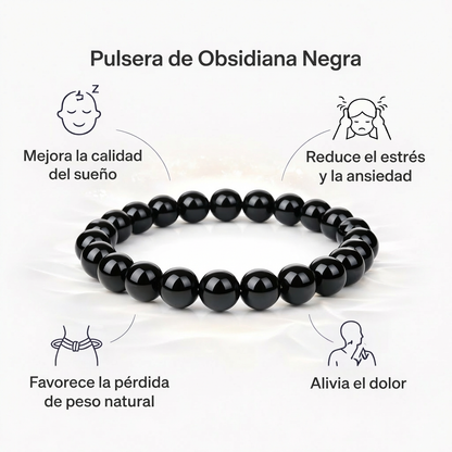 Pulsera de piedra de obsidiana natural Mavendi / Pérdida de peso y energía